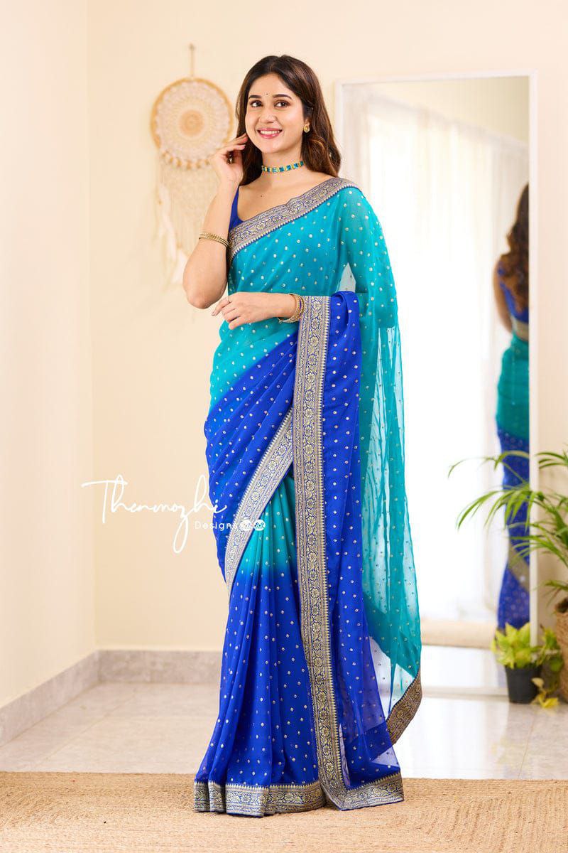 Heavy Weightless Georgette with lace border saree