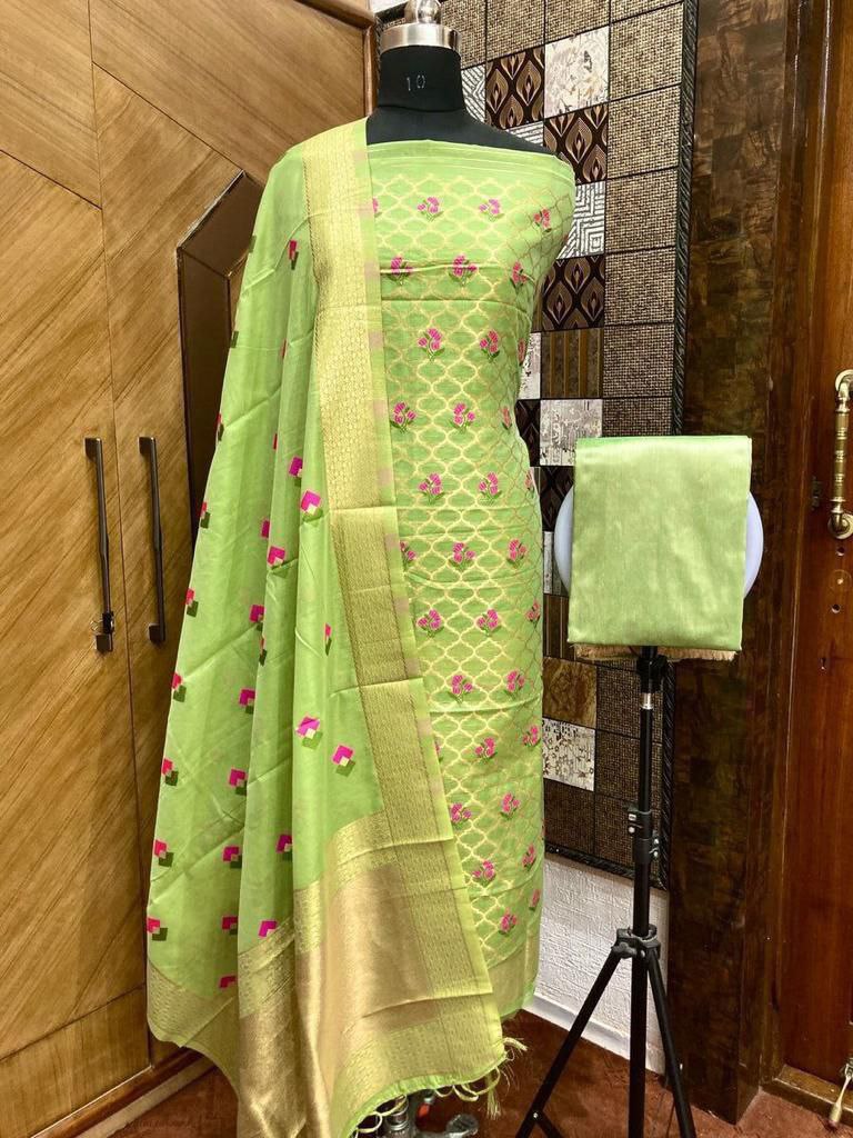 Pure chanderi banarasi silk Punjabi suit