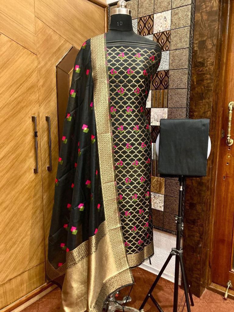 Pure chanderi banarasi silk Punjabi suit