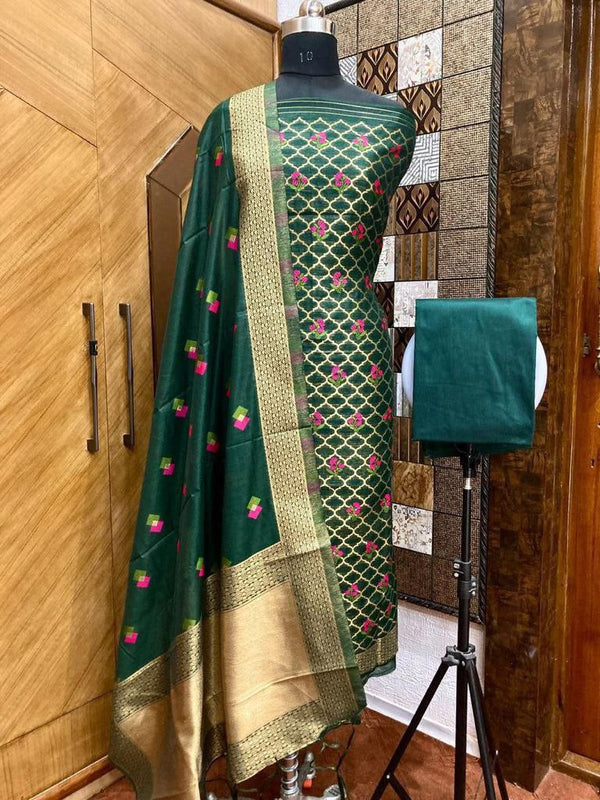 Pure chanderi banarasi silk Punjabi suit