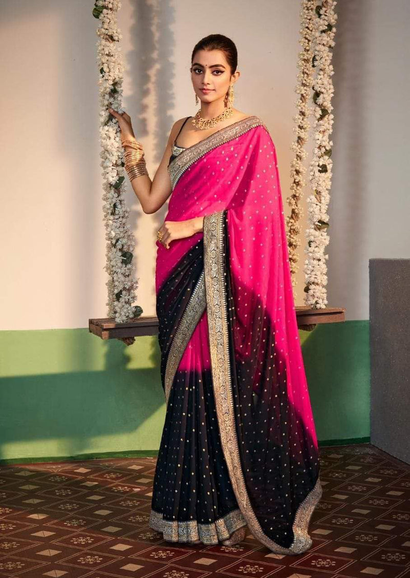 Heavy Weightless Georgette with lace border saree