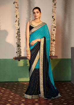 Heavy Weightless Georgette with lace border Saree