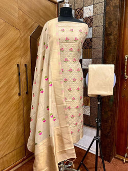 Pure chanderi banarasi silk Punjabi suit