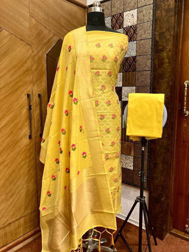 Pure chanderi banarasi silk Punjabi suit