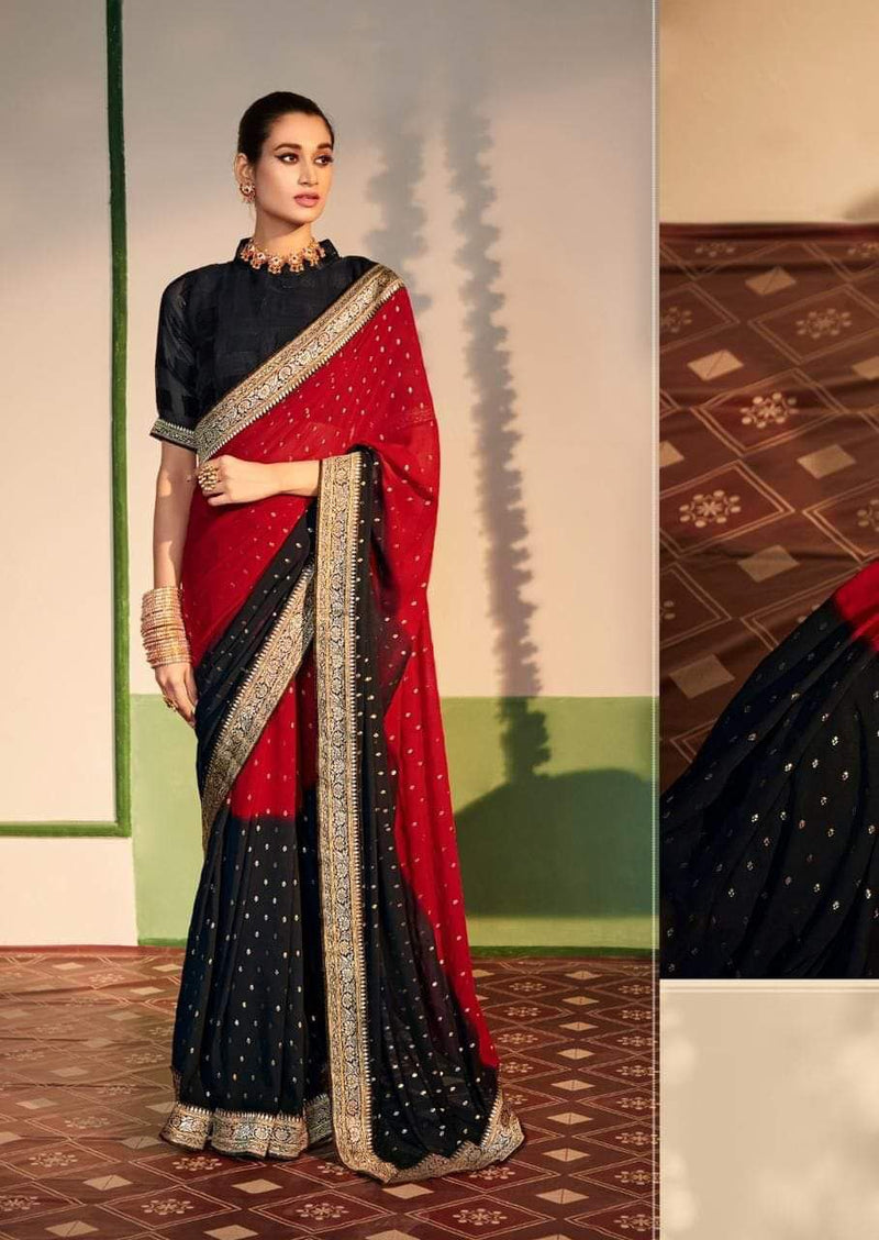 Heavy Weightless Georgette with lace border Saree
