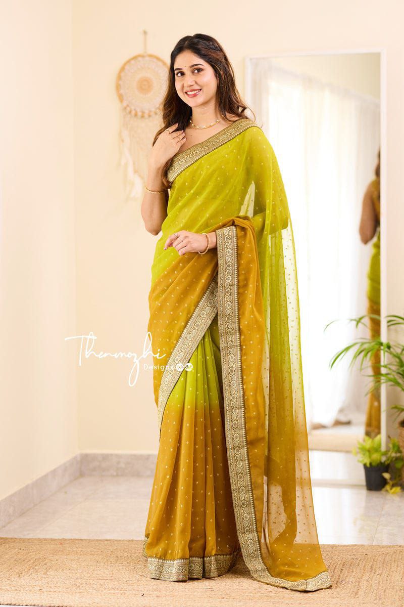 Heavy Weightless Georgette with lace border saree