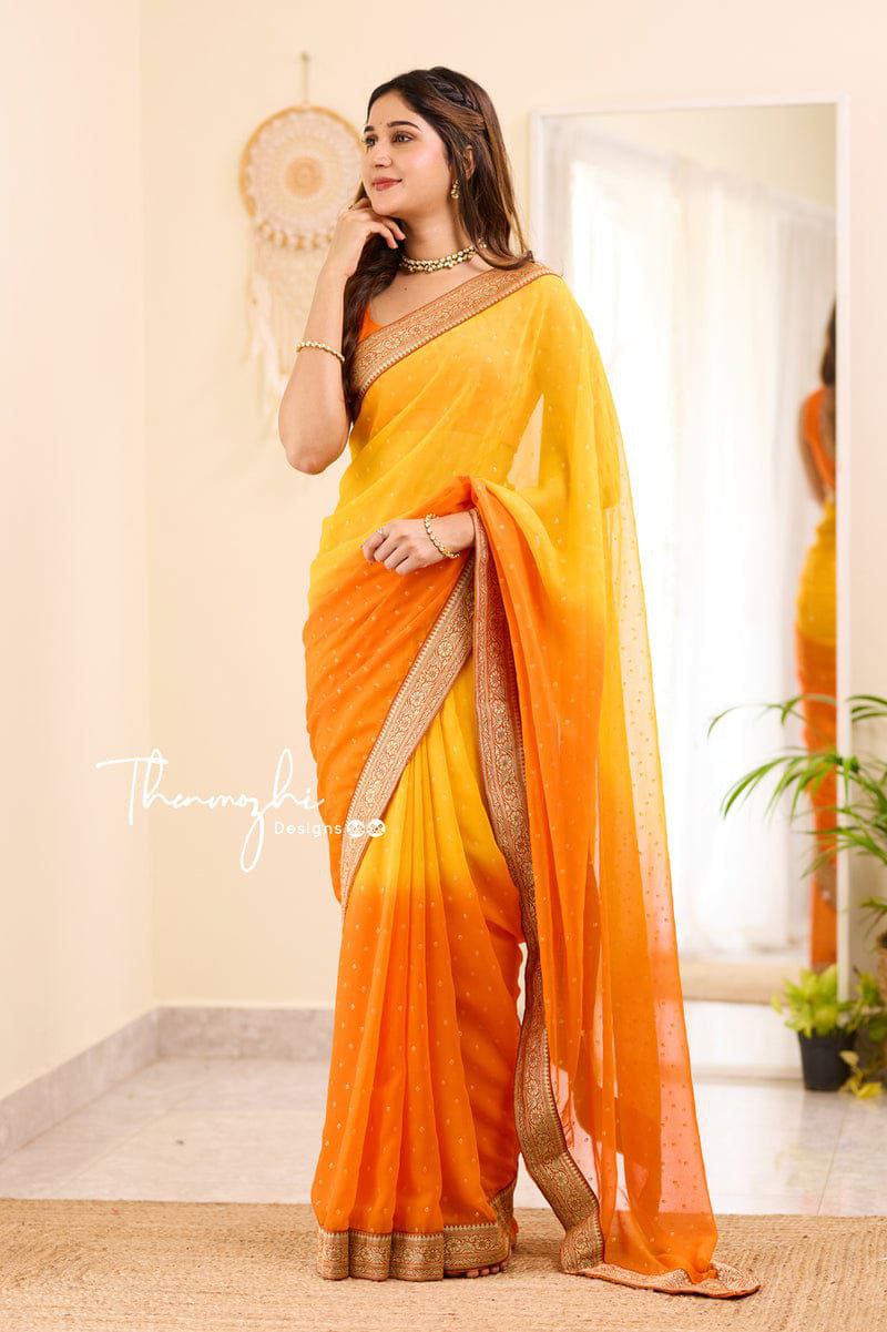 Heavy Weightless Georgette with lace border saree