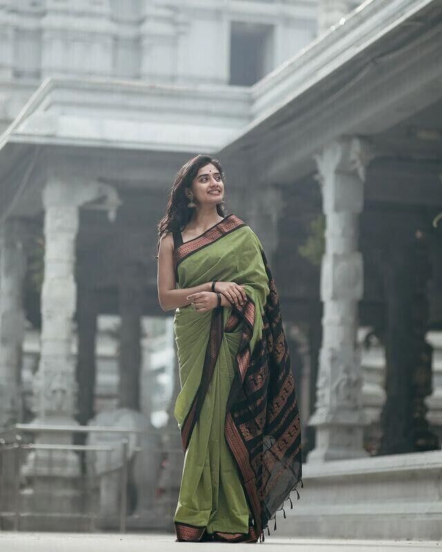 Mint Green Elegance: Soft Lichi Silk Saree with Artistic Jacquard Border & Blouse