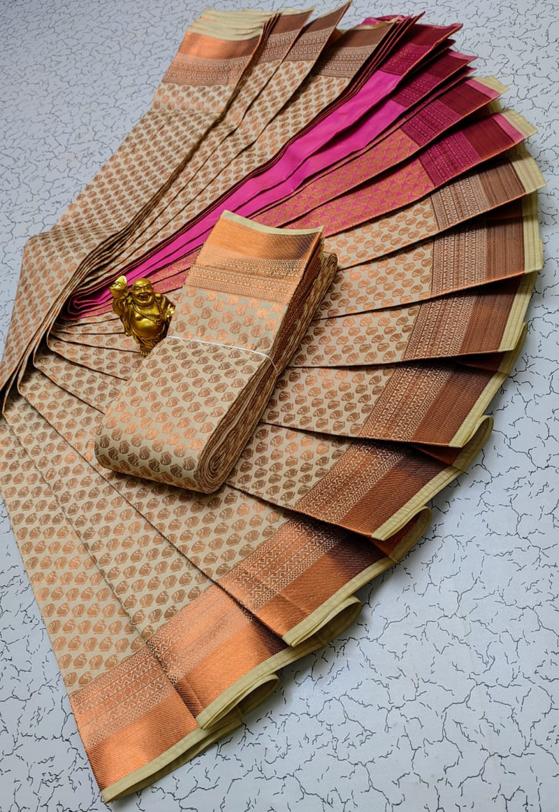 KANCHIPURAM SEMISILK SAREES with Contrast pallu & Plain and Jaccard Blouse