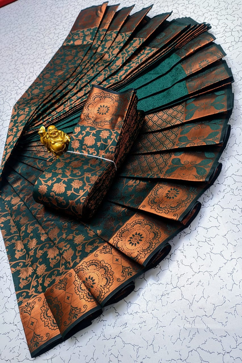 KANCHIPURAM SEMISILK SAREES with Contrast pallu & Plain and Jaccard Blouse