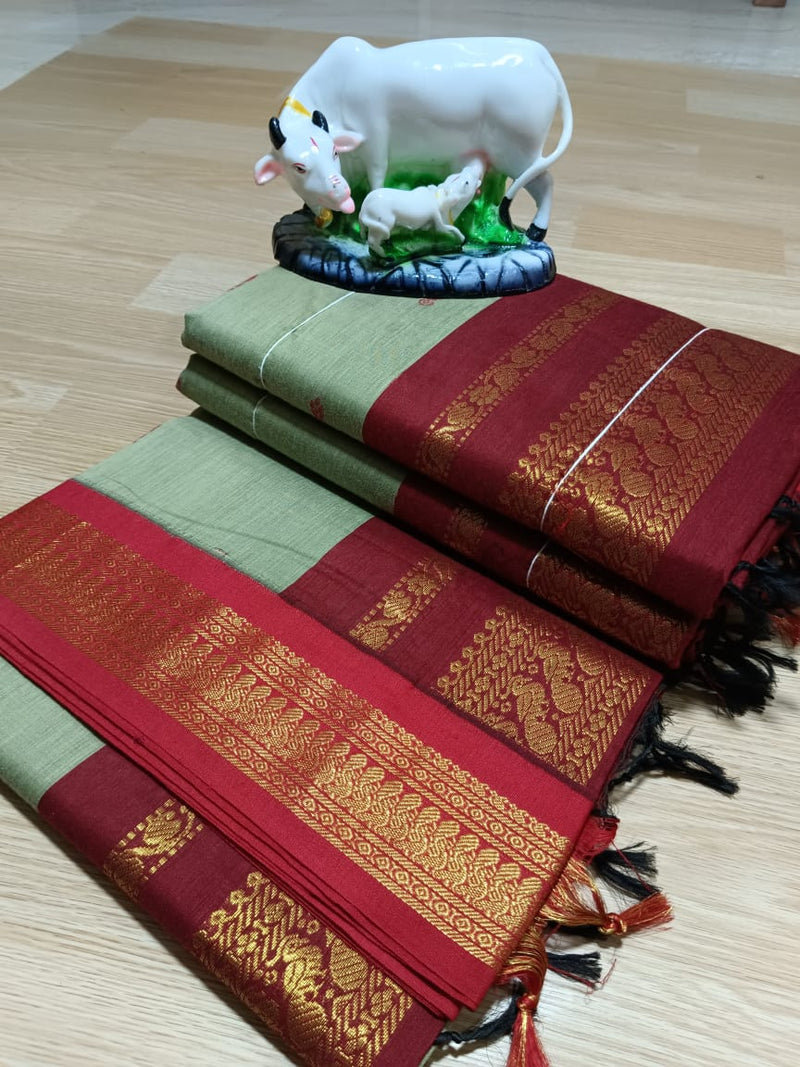 Buy SAMVITA's Rust Kalyani Cotton Silk Saree For Women Online at