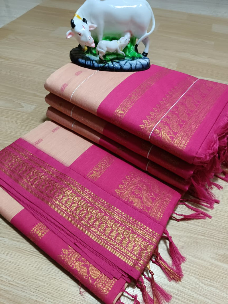 kalyani cotton paithani saree with contrast blouse