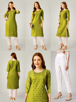 Cotton Blend with Embroidery & Sequence Work kurti with pant