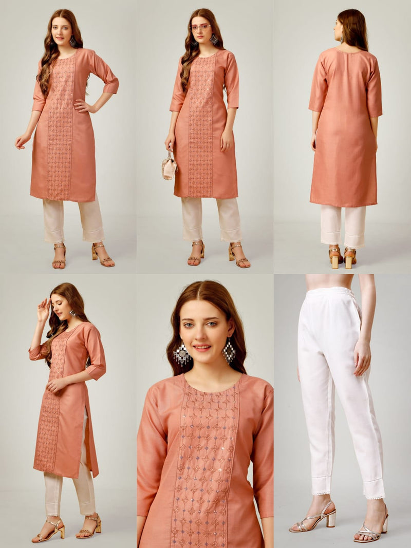 Cotton Blend with Embroidery & Sequence Work kurti with pant