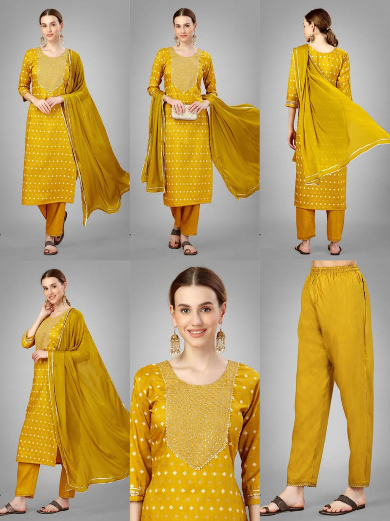 Silk Blend with Embroidery & Sequence Work kurti with pant