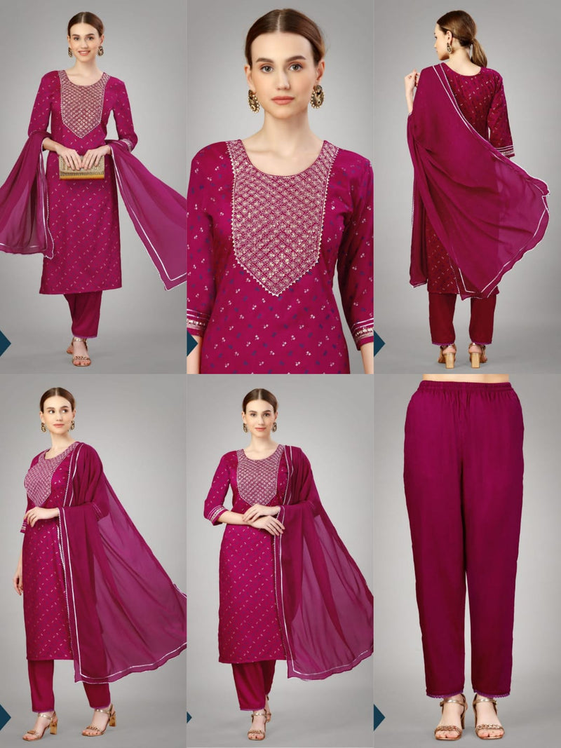 Silk Blend with Embroidery & Sequence Work kurti with pant