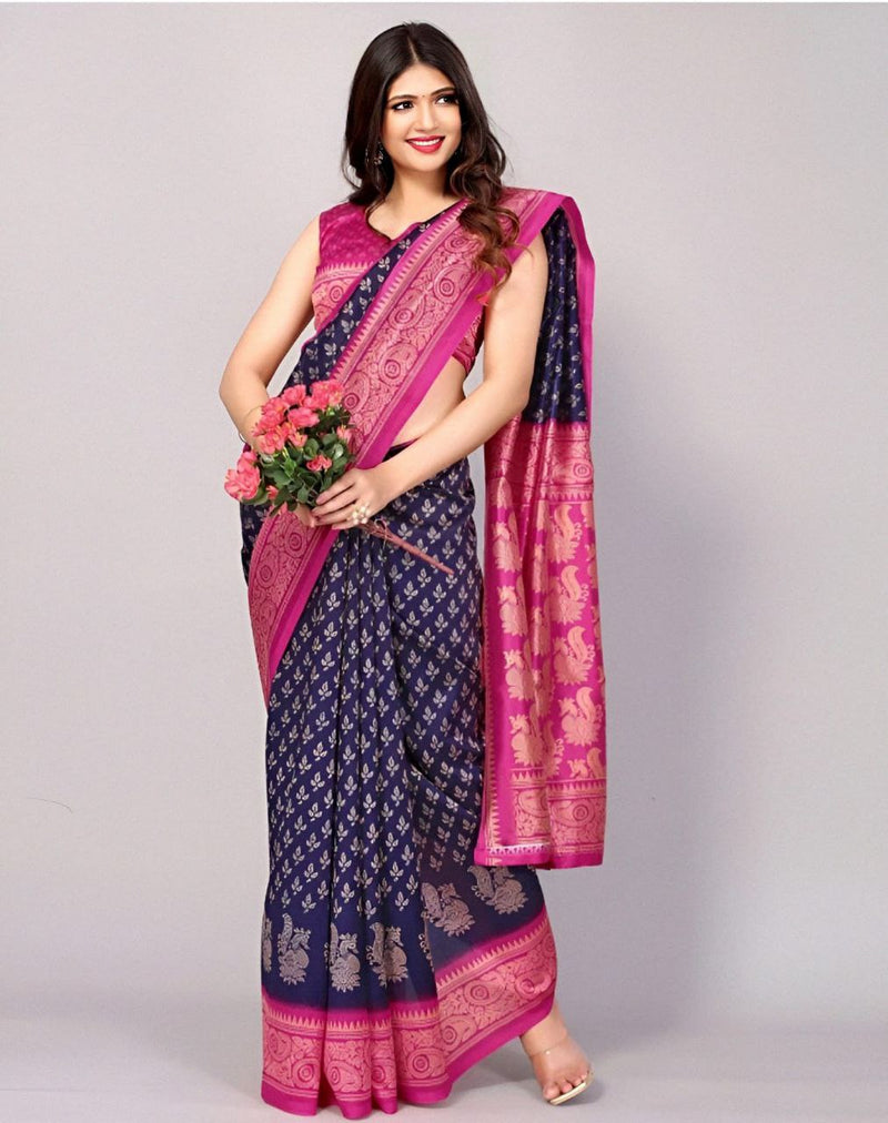 Pure LICHI SILK SAREE with wonderful peacock print