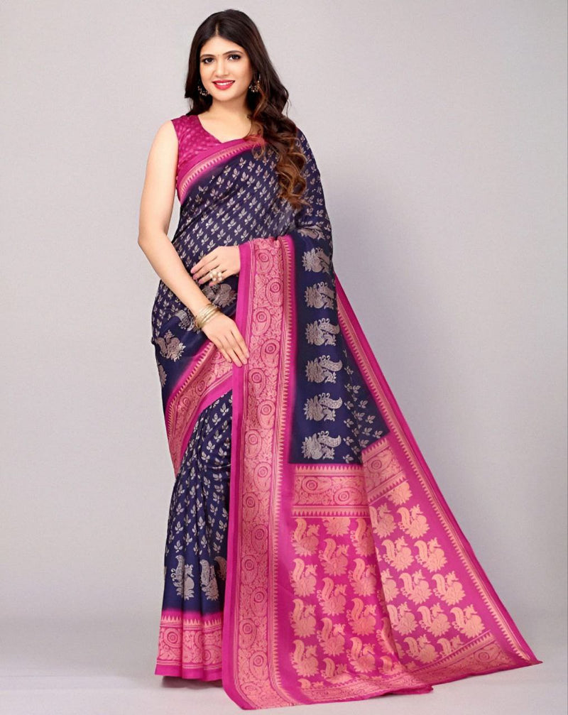 Pure LICHI SILK SAREE with wonderful peacock print