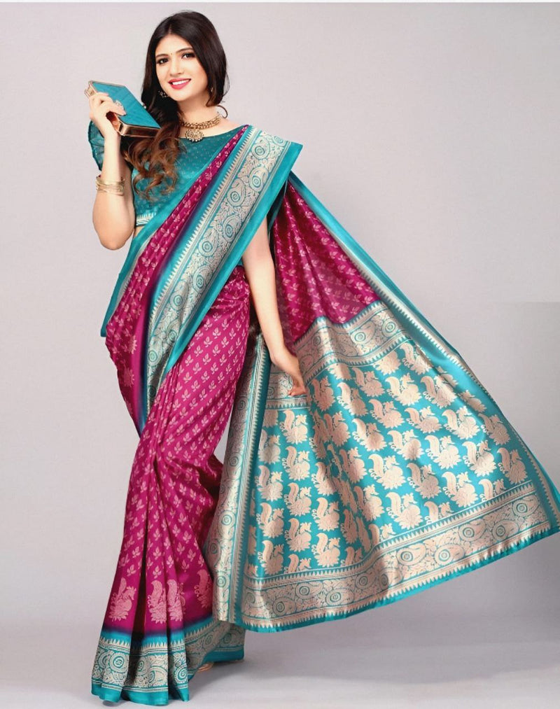 Pure Lichi Silk Saree with Wonderful Peacock Printed