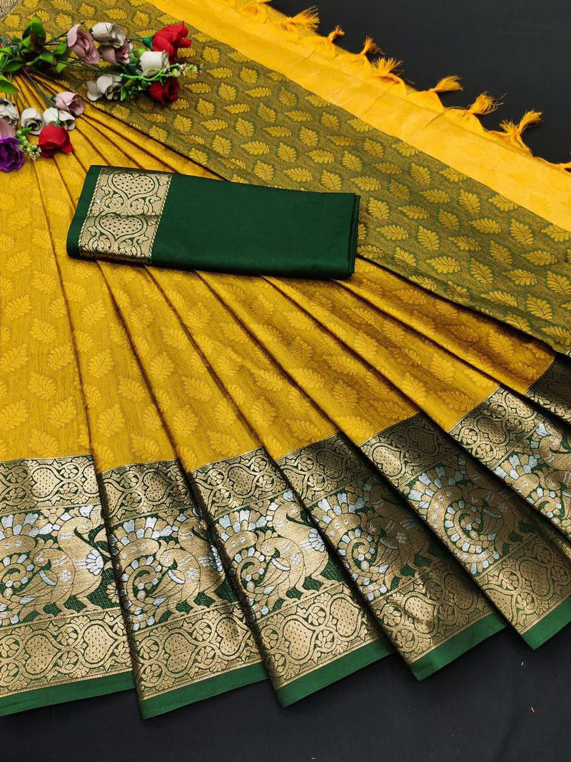 Mesmerizing Rich Cotton Jacquard Silk Saree