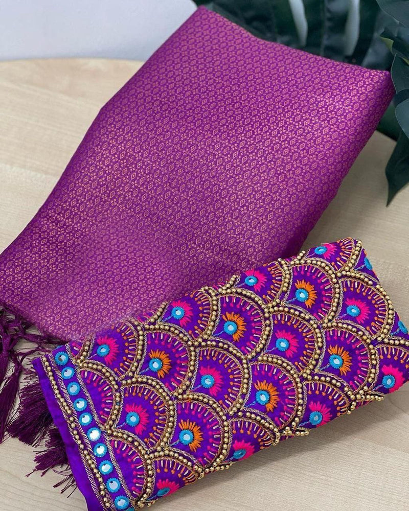 KUBERA SILK SOFETY SILK saree with beautiful aari work blouse