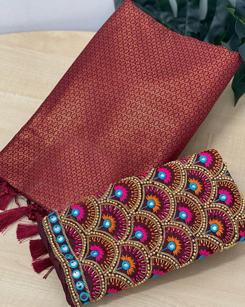 KUBERA SILK SOFETY SILK saree with beautiful aari work blouse