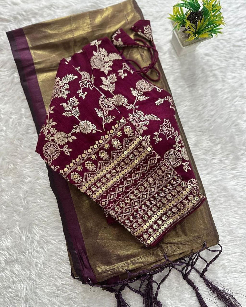 Designer Trending  Tissue Silk Saree With Elegant Looks