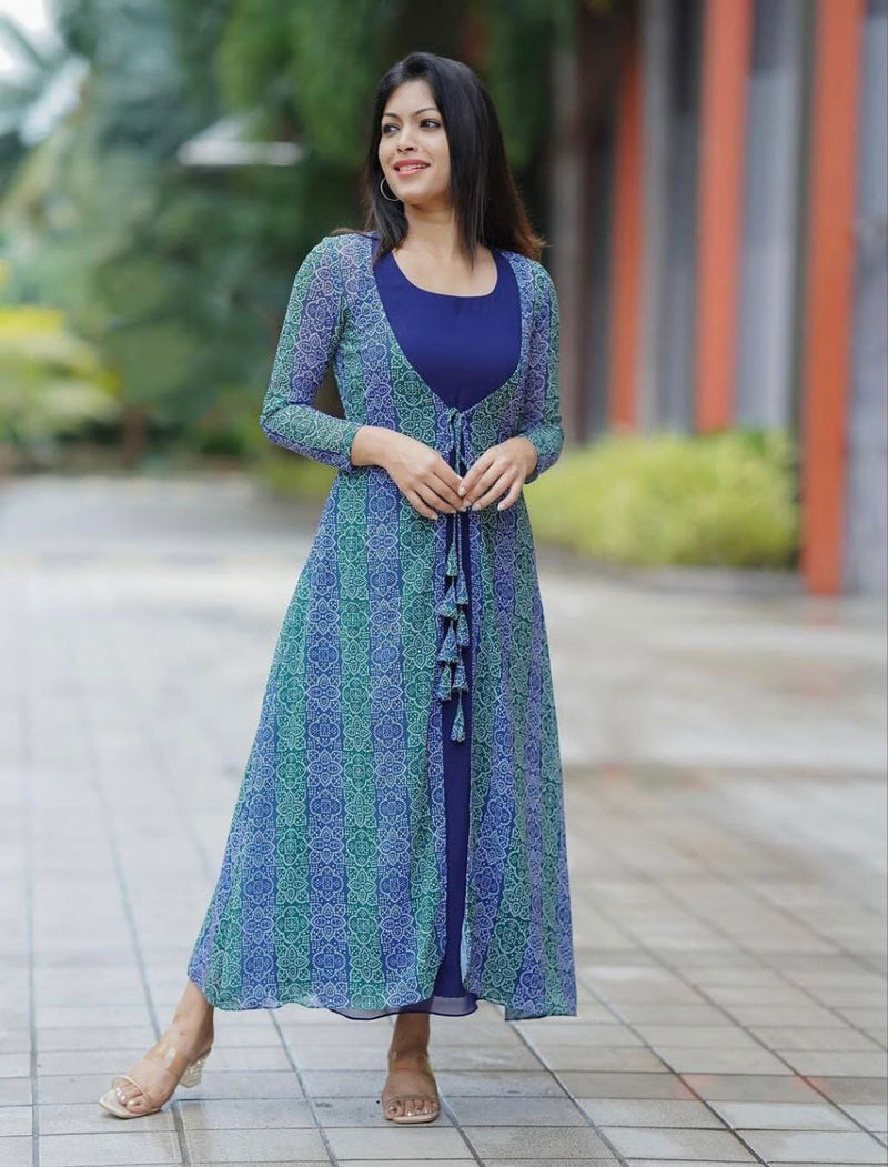 Stylish Faux Georgette With Lining Kurti and shrug