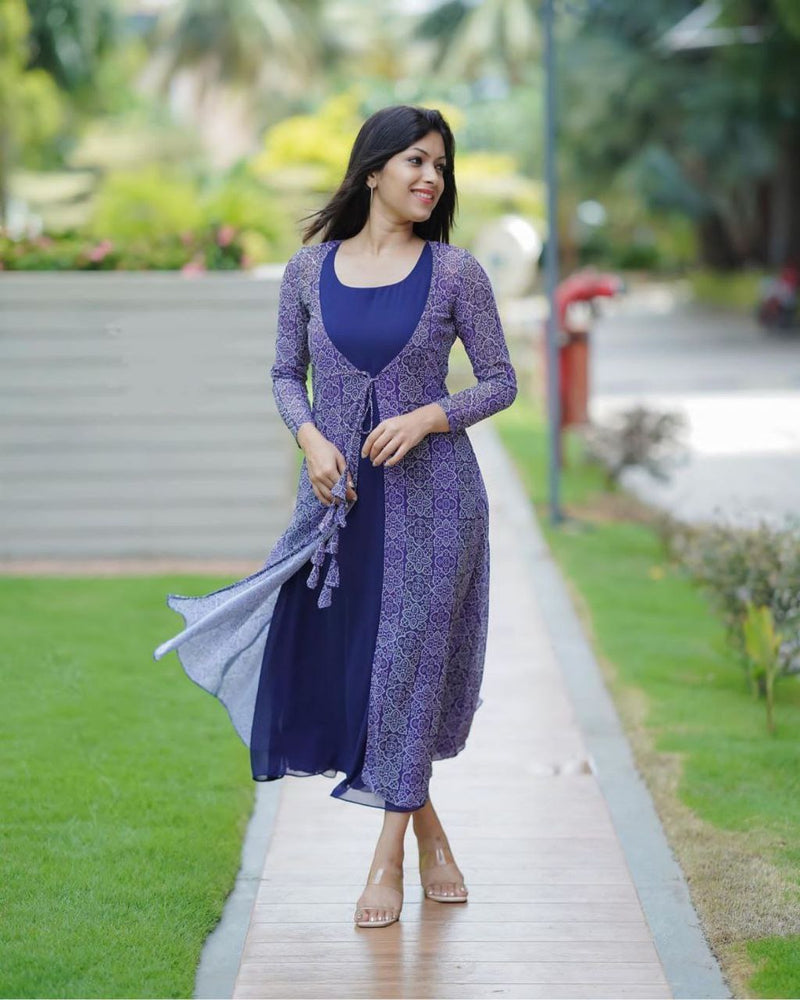 Stylish Faux Georgette With Lining Kurti and shrug