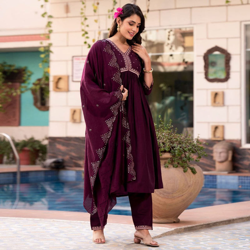 Gorgeous Roman Silk Kurti pant with dupatta set