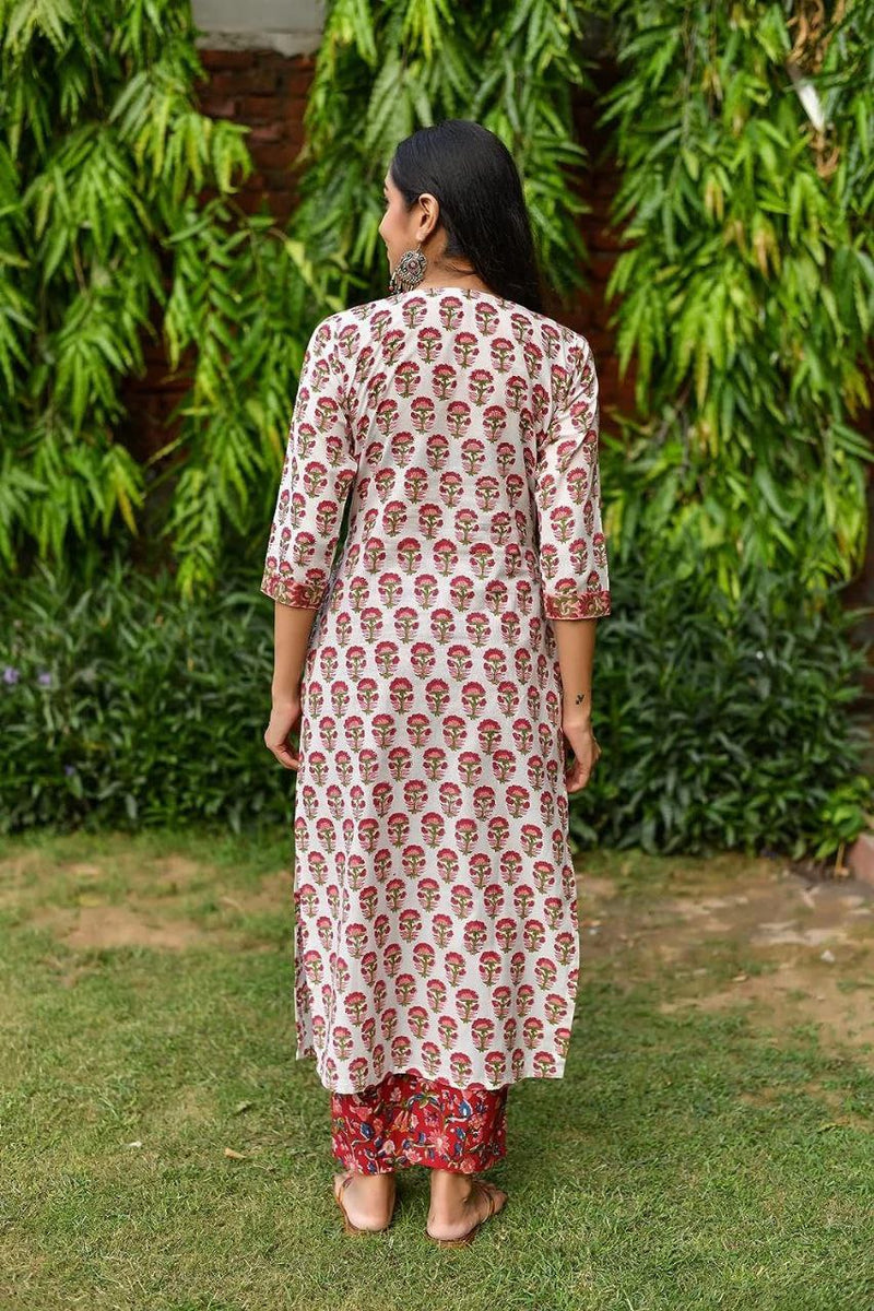 cotton  Floral Printed Kurta pant with duppatta set