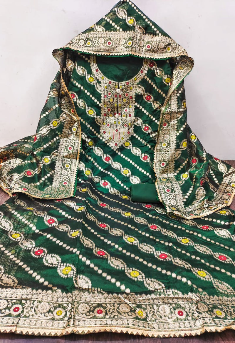 Chanderi fancy jacquard punjabi suit