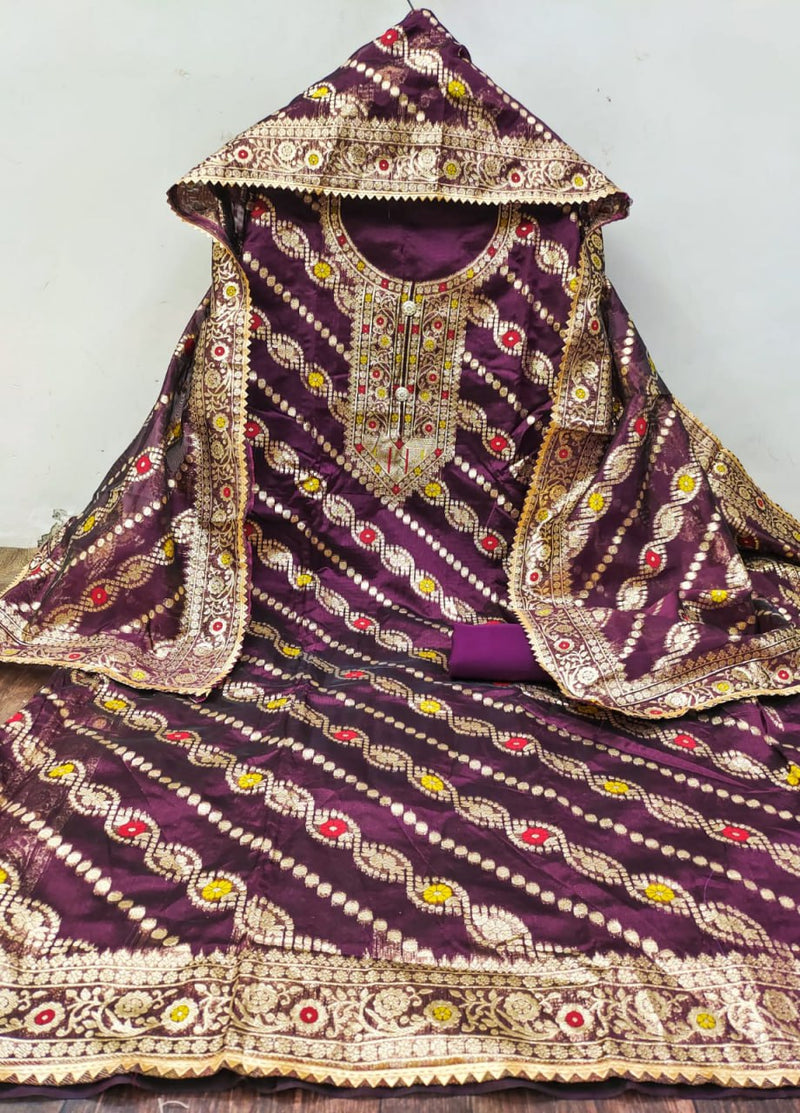 Chanderi fancy jacquard punjabi suit