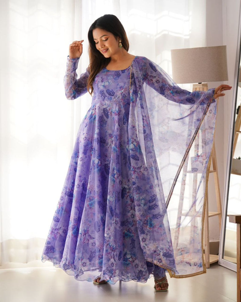 Georgette with digital print plus size gown