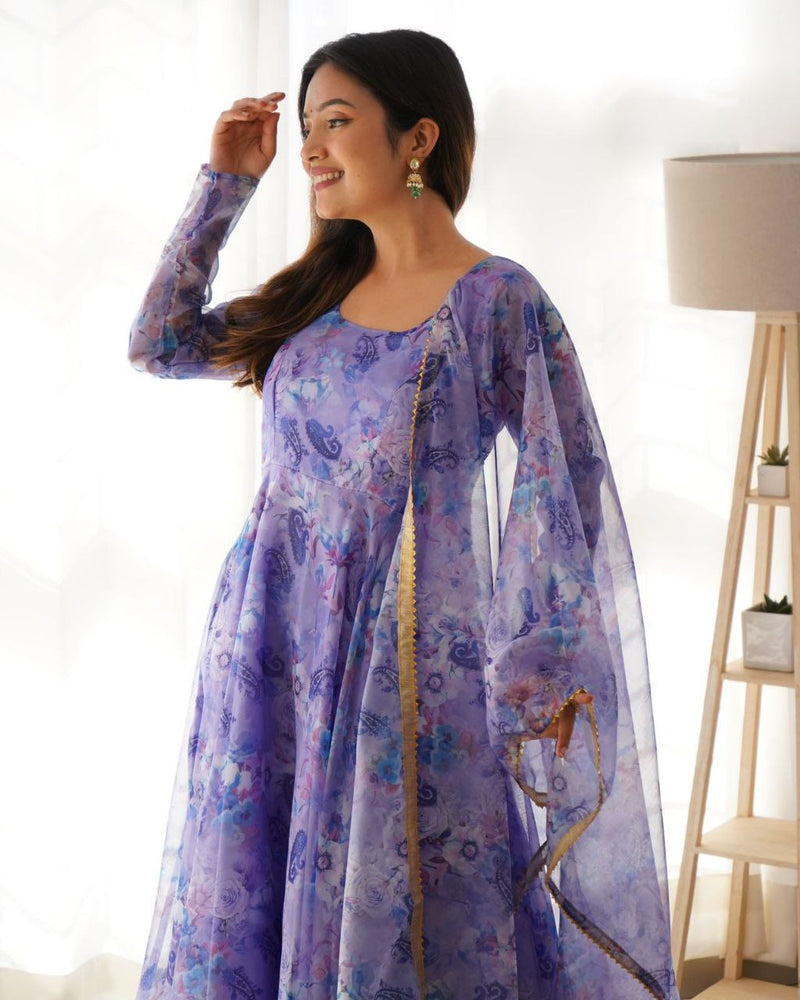 Georgette with digital print plus size gown