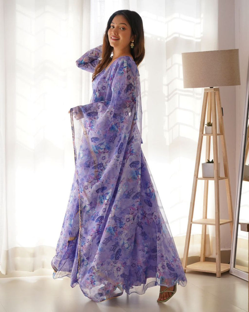 Georgette with digital print plus size gown