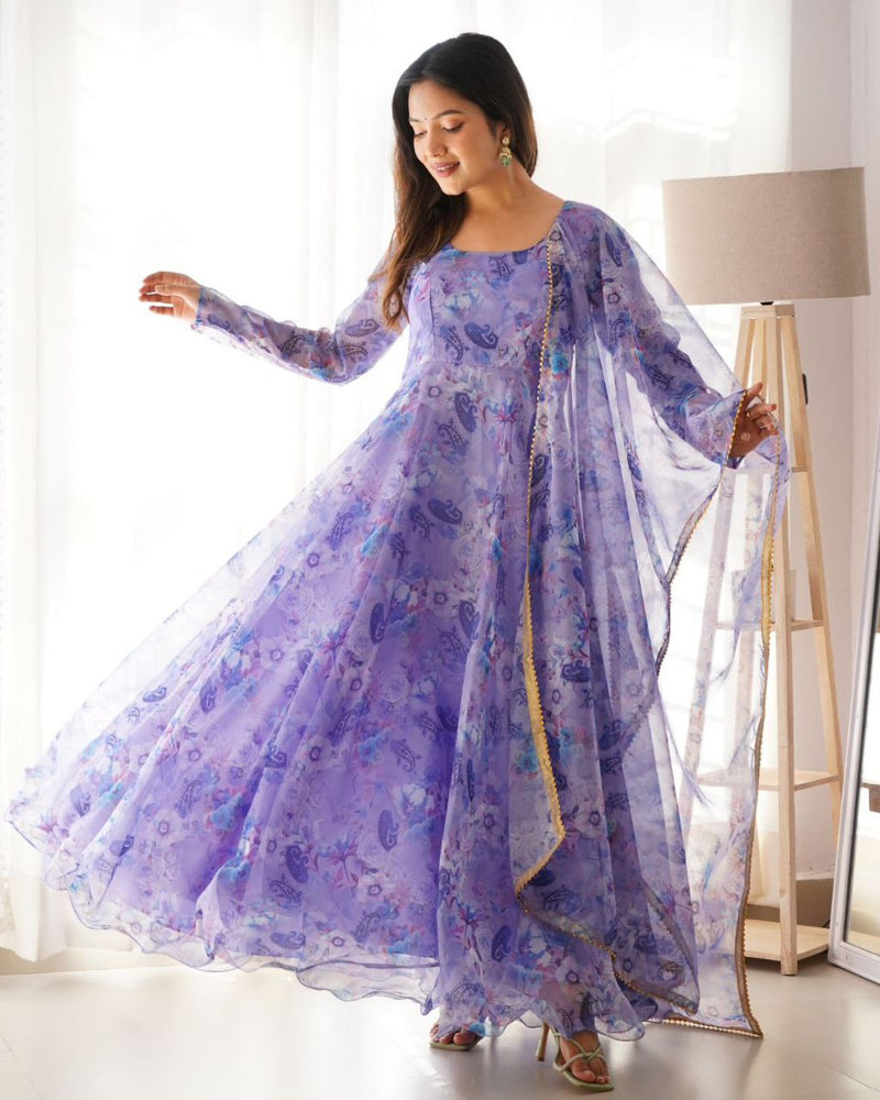 Georgette with digital print plus size gown