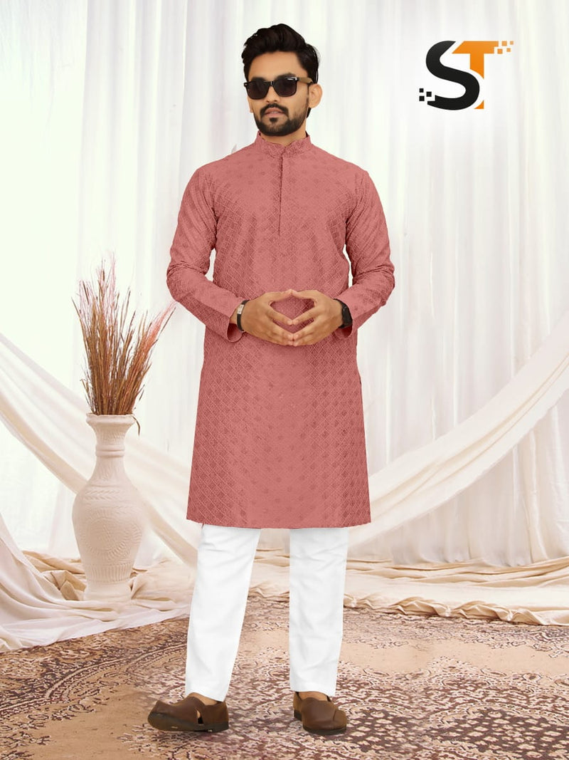 silk With Lucknowi Sequence Work kurta pajama