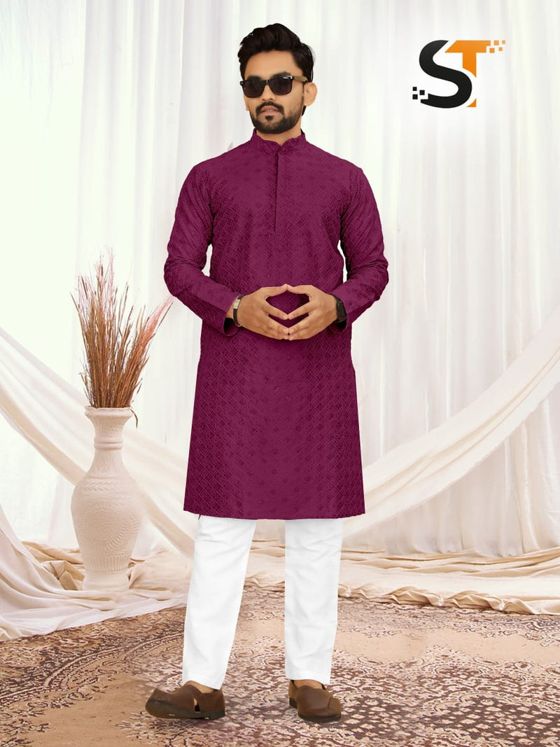 silk With Lucknowi Sequence Work kurta pajama