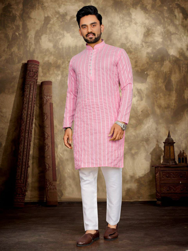 pure linen cotton Jacquard Fabric Mens Kurta with pajama