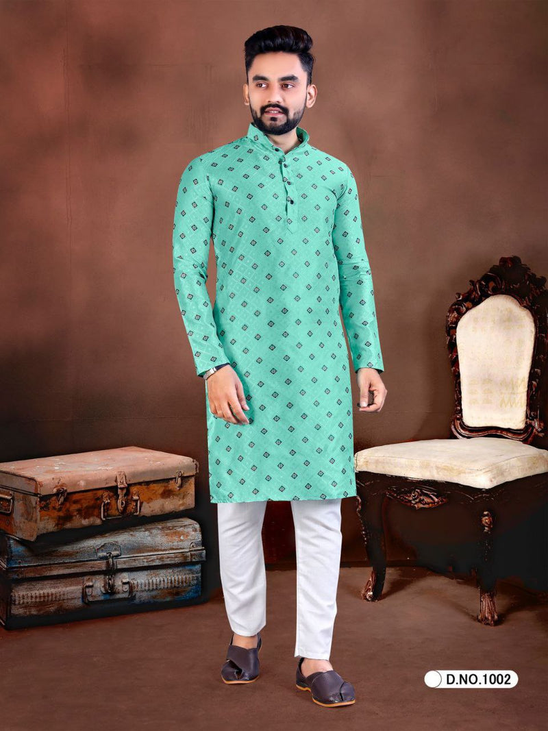 Jacquard silk with contrast butti kurta with pajama