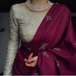 Chanderi Digital Printed Design Saree Blouse For Festive Wear