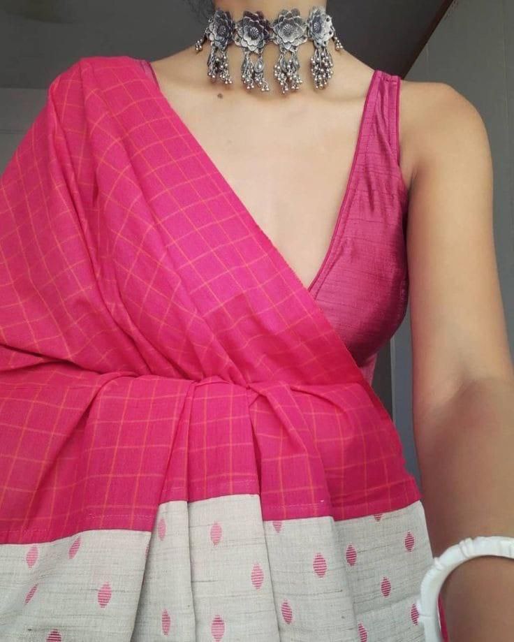 Chanderi Digital Printed Design Saree Blouse For Festive Wear