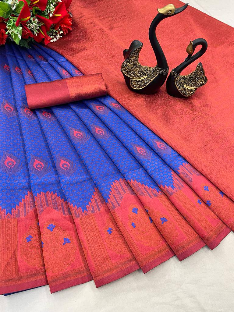 Most Stunning Triple Weaving Zari Tissue Saree