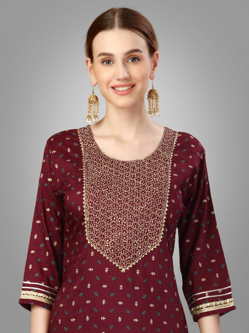 Embroidered Straight Kurta Pants Set with Dupatta