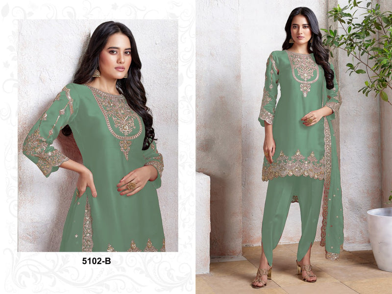 Heavy Embroidered Georgette Dress Material with Dupatta