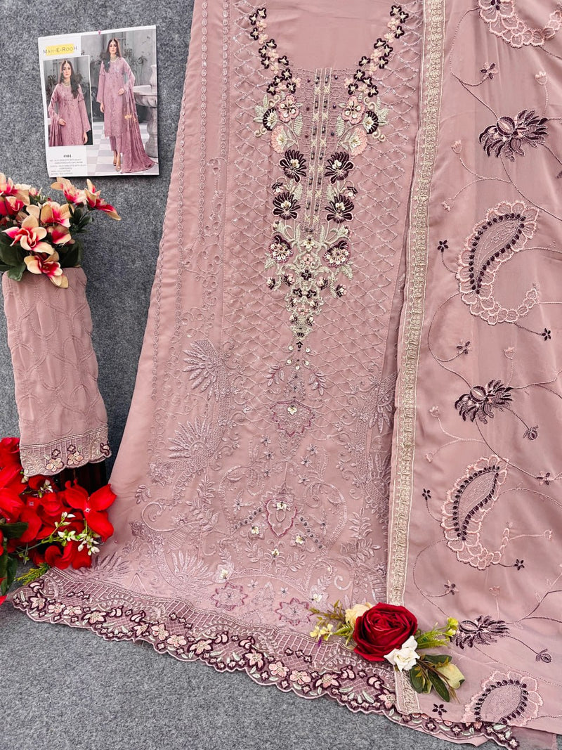 Designer Fully Stitched Georgette Suit Set with Handwork & Dupatta