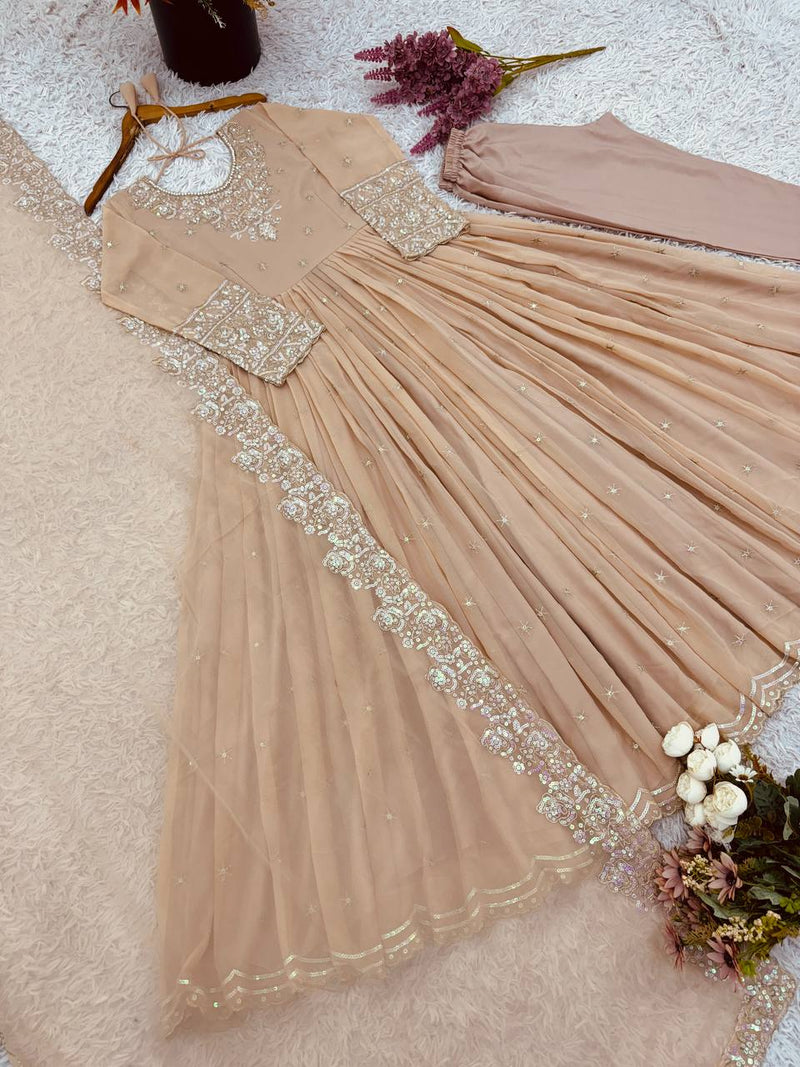 Party Wear Embroidered Gown Set with Dupatta