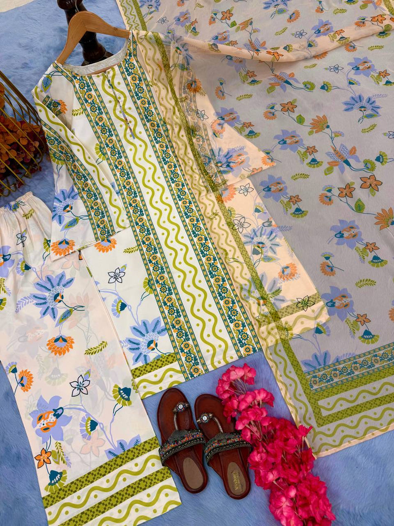Digital Print Pure Crepe Co-ords Set with Dupatta