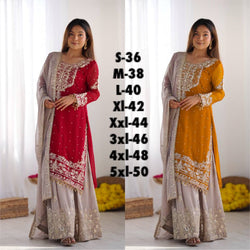 Luxury Embroidered Georgette Suit Set with Dupatta
